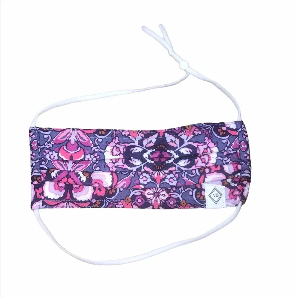 Vera Bradley purple pink paisley pleated face mask